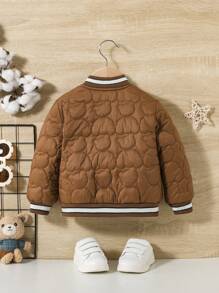 SHEIN 男嬰字母刺繡條紋飾邊衍縫外套 - 彩色 - 查看 5