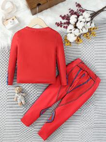 SHEIN 男童卡通圖形緊身t-shirt和褲子睡衣套裝 - 彩色 - 查看 2