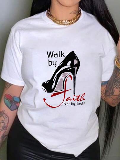 High Heels & Letter Graphic Tee