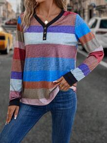 EMERY ROSE Khối màu Chi tiết Nút Áo thun - Nhiều màu - Xem 4