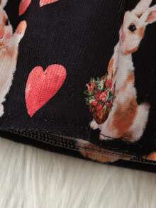 Bebé niña Vestido 2 en 1 con estampado de dibujos animados ribete con fruncido con lazo delantero con banda cabeza - Multicolor - Ver 3