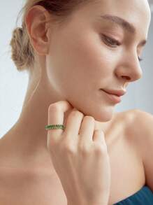 MOTF PREMIUM Khối Zirconia  Chuỗi Nhẫn - màu xanh lá - Xem 1