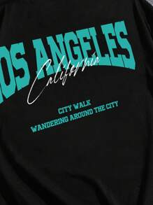 Manfinity VCAY 男士加大字母图案 T 恤，夏季 - 黑色 - 查看 5