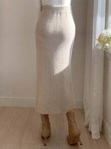 DAZY 开衩下摆罗纹针织毛衣裙 秋冬