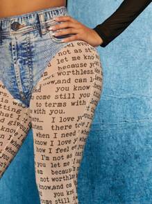 SHEIN SXY 字母圖案緊身褲 - 彩色 - 查看 6