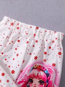 SHEIN 女大童字母人物圖案連帽衫和運動褲 - 彩色 - 查看 3