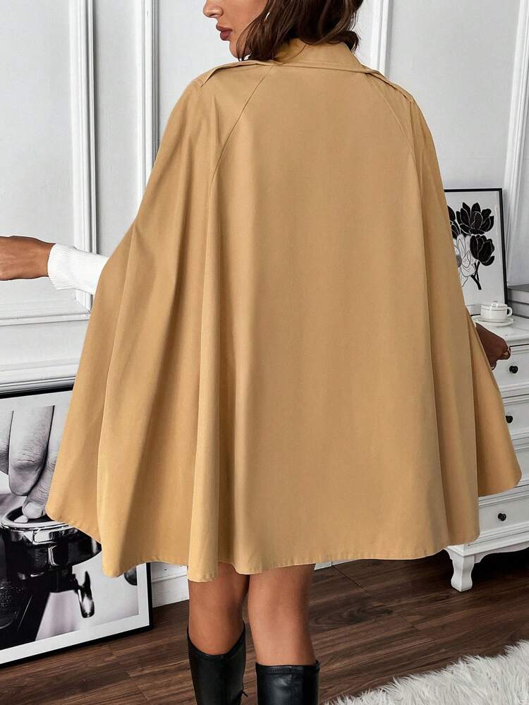 Cloak Sleeve Double Breasted Belted Trench Coat