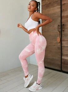 Easithlete 6 cái In cà vạt Thắt lưng băng rộng Quần Xà cạp thể thao - Màu Hồng Tươi - Xem 5