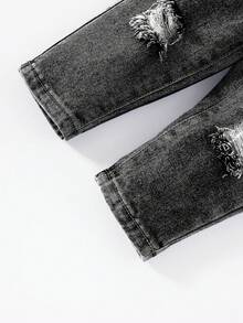 Đứa bé gái Rách Frayed Quần jean - Màu Xám nhạt - Xem 6