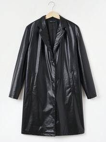 Muchica 落肩袖PU皮革外套 - 黑色 - 查看 4