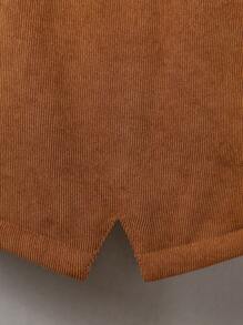 SHEIN Abrigo Térmico Con Capucha Y Ribete Borroso Con Cintura Ajustable Para Niño Joven