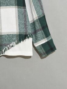 SHEIN EZwear In kẻ sọc Thả vai Dây rút áo có mũ Áo khoác - Nhiều màu - Xem 4