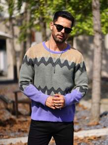 Manfinity Homme Men Colorblock Sweater - Multicolor - View 1