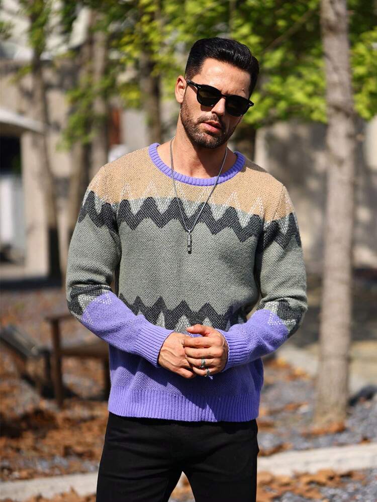 Men Colorblock Sweater