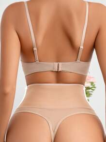 SHEIN Letter Graphic High Waisted Shapewear Panty - Apricot - View 5