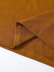 SHEIN EZwear Book & Letter Graphic Tee - Brown - View 7