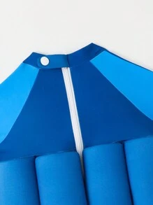 Baby Boy Cartoon Graphic Raglan Sleeve One Piece Swimsuit - Blue - View 5