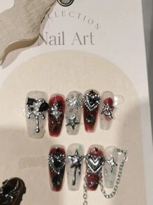 ROMWE Goth Bloody Mary [10pcs] False Nails With Jelly Gum - Multicolor - View 3