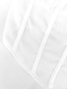 SHEIN Unity Áo crop top tay đèn lồng nhún ngực thanh lịch dành cho nữ, màu trơn đơn giản, cổ tim, áo cánh đi làm thường ngày - trắng - Xem 5