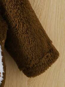 Đứa bé gái Viền tương phản áo có mũ Áo Teddy Jackets
   & Quần - Cà phê nâu - Xem 8