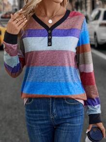 EMERY ROSE Khối màu Chi tiết Nút Áo thun - Nhiều màu - Xem 1