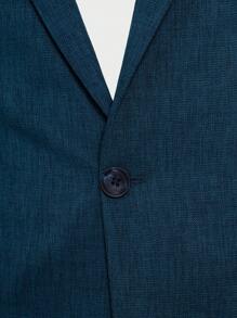 SHEIN Cottnline Men Lapel Collar Single Button Blazer - Dark Green - View 6