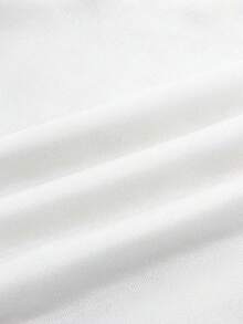 SHEIN EZwear Đồ họa Hoạt hình Túi kangaroo Dây rút Áo hoodie ấm áp - trắng - Xem 5