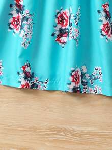 SHEIN Cô Gái Trẻ In hoa Viền Ruffle Đầm & Áo thun & Mũ - Nhiều màu - Xem 6