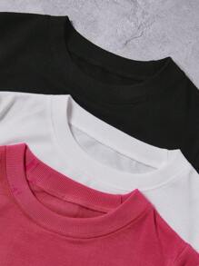 SHEIN Clasi 3pcs Chất rắn Ống tay áo Áo nỉ - Nhiều màu - Xem 4