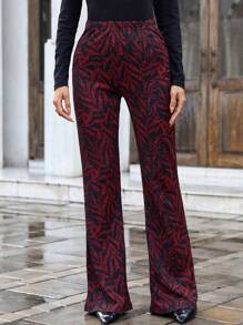 RueChic Allover Print Flare Leg Pants
