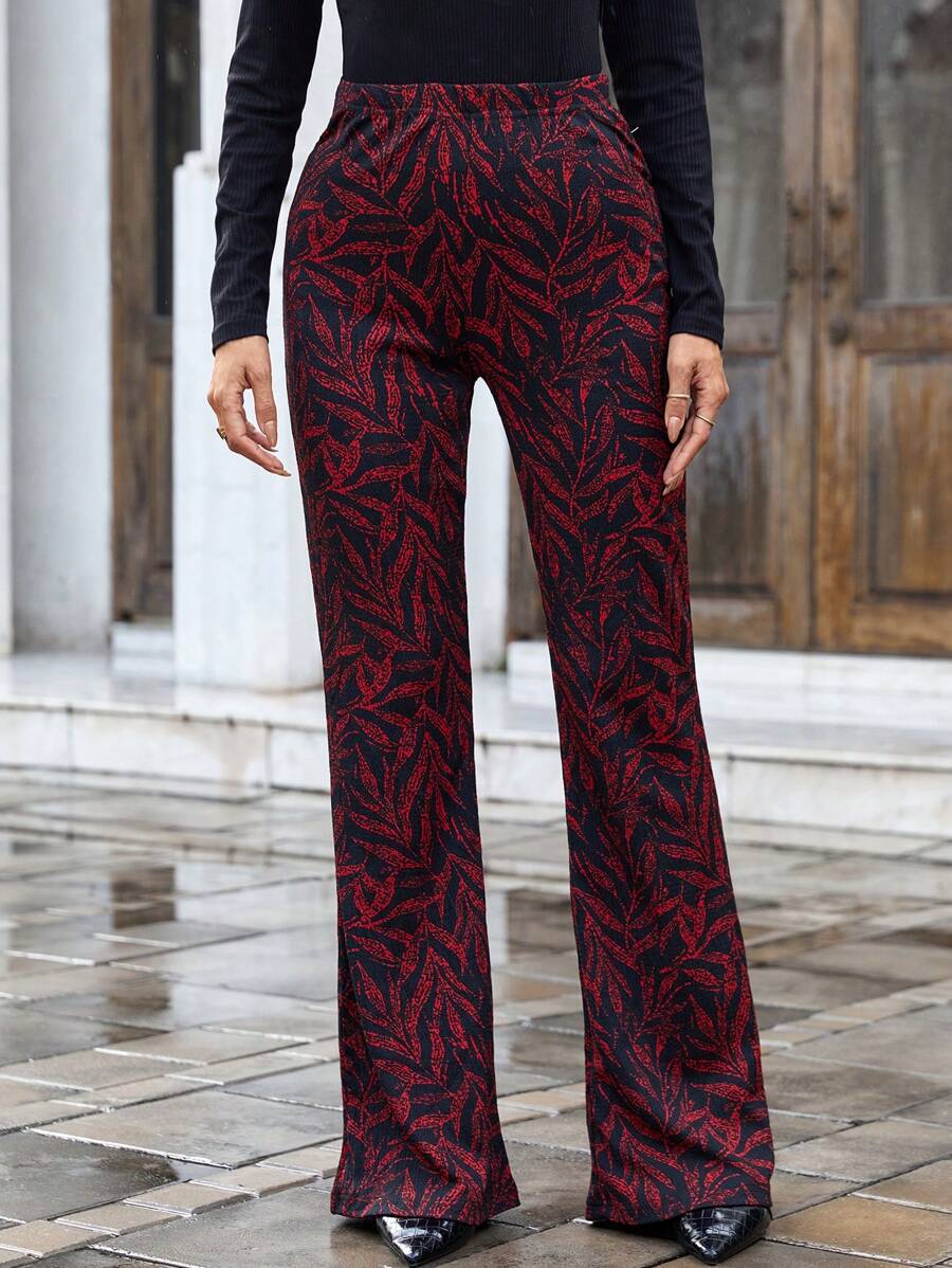 RueChic Allover Print Flare Leg Pants
