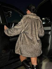 SHEIN SXY 秋冬性感开襟毛绒大衣 - 彩色 - 查看 2