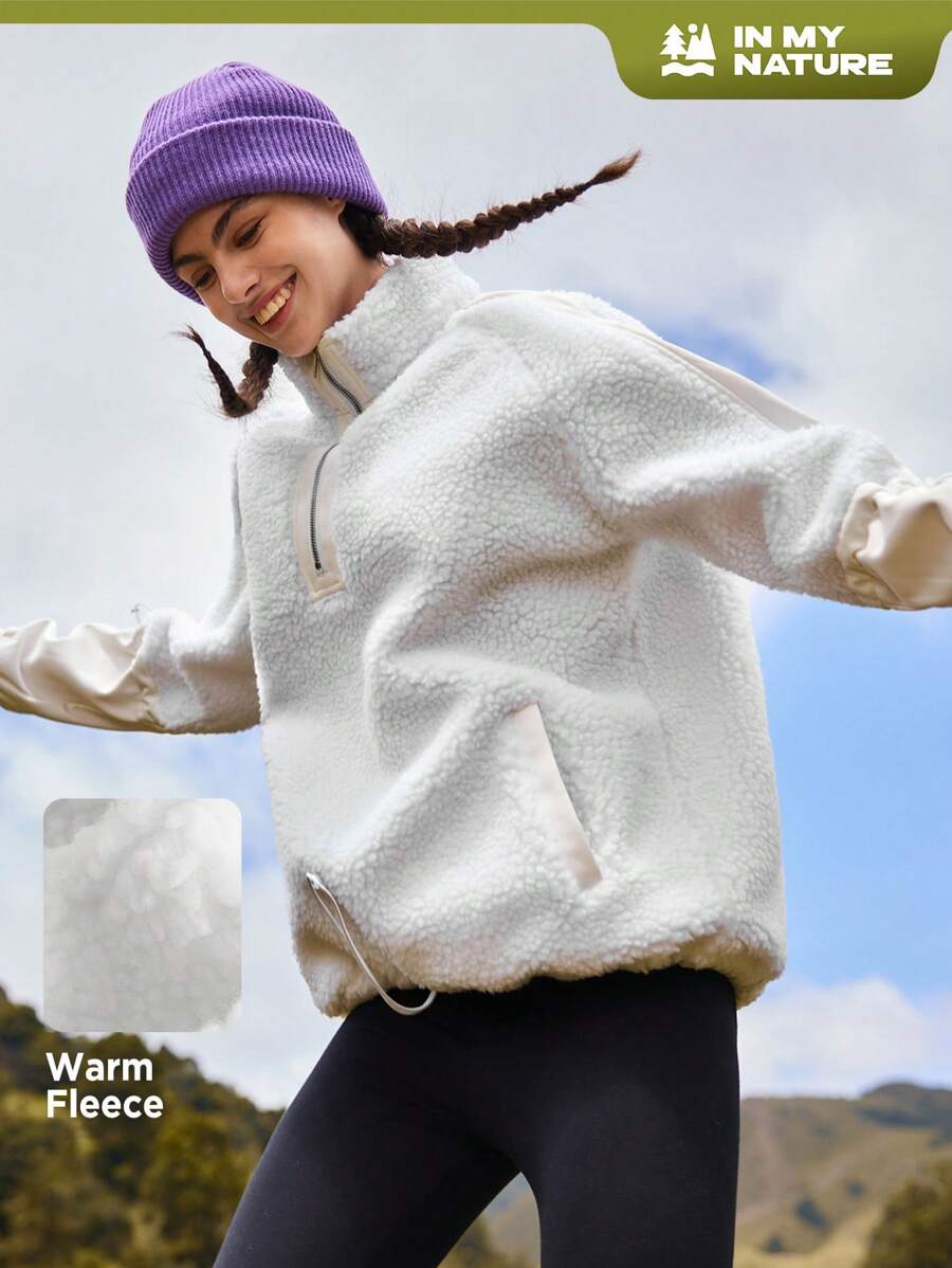 In My Nature Sudadera medio cierre exterior forro polar - Blanco - Ver 1