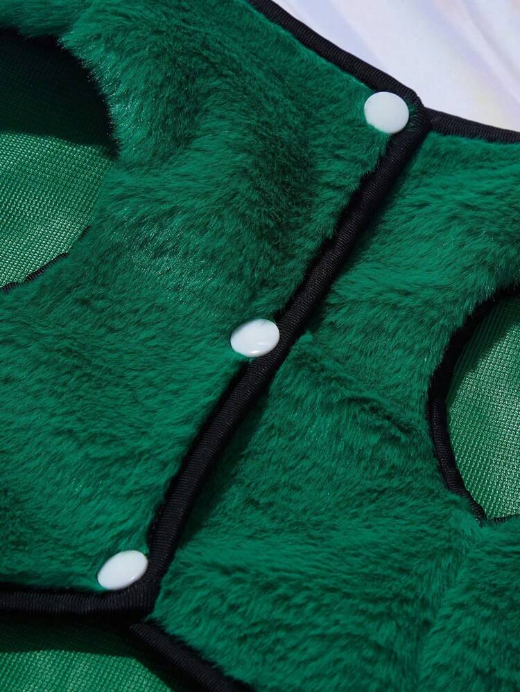 Petsin Fleece Warm Green Cute Pet Sleeveless Jacket, 1pc Dog Clothes