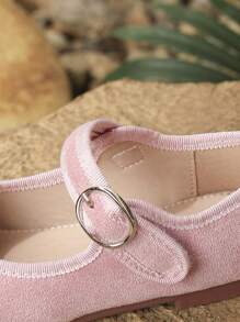 女童秋冬韩版甜美粉色公主软底平底鞋复古天鹅绒低帮玛丽珍鞋大童小女孩 - 粉色 - 查看 5