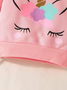 女嬰獨角獸印花衛衣和衛褲 - 粉色 - 查看 8