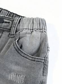 Quần jeans rách dây kéo Tween Boy - Màu Xám nhạt - Xem 5
