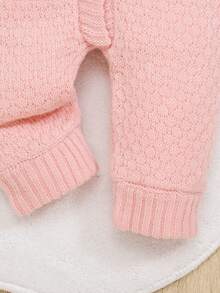 SHEIN 女嬰3D耳朵設計連帽毛絨襯裡針織連身褲