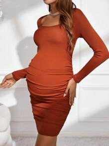 SHEIN Maternity Ruched Bodycon Dress