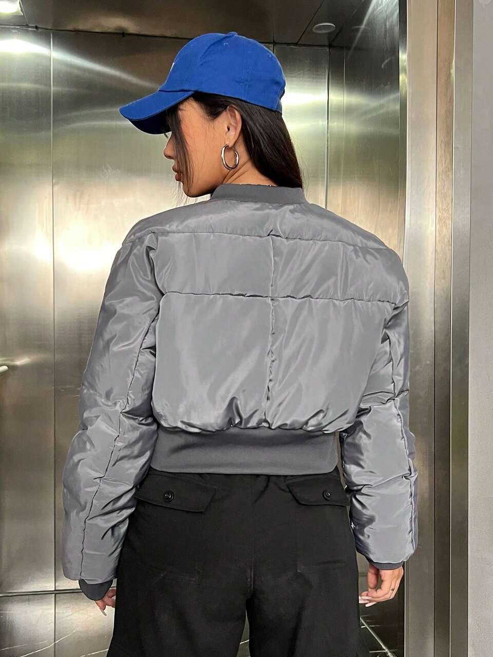 Zip Up Crop Padded Coat For Winter