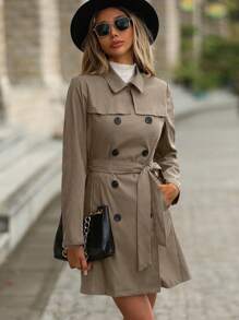 SHEIN Clasi 雙排釦腰帶風衣外套
