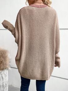 SHEIN Clasi Áo khoác cardigan tay cánh dơi hai tông màu - Nhiều màu - Xem 2