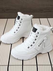 Women's 2024 Thick Sole Short Boots, Warm Thermal Lined, Fashionable Platform Casual Shoes