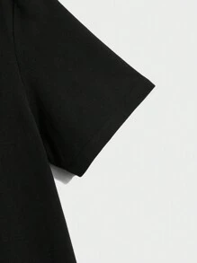 Manfinity RebelGame 超大号男式标语图案落肩 T 恤 - 黑色 - 查看 5