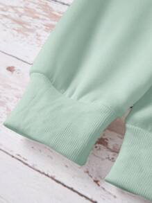 SHEIN Essnce mặt trời & Đồ họa Khẩu hiệu Lót nhiệt Áo nỉ - màu xanh lá - Xem 6