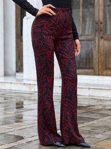 RueChic Allover Print Flare Leg Pants
