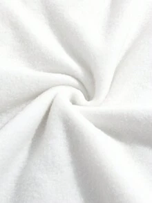 SHEIN EZwear Đồ họa Hoạt hình Túi kangaroo Dây rút Áo hoodie ấm áp - trắng - Xem 3