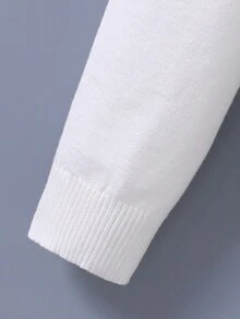 青少年女孩高領羊腿袖套頭毛衣 - 白色 - 查看 4