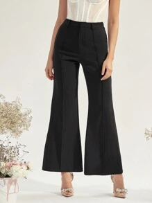 Enchnt High Waist Flare Leg Pants - Black - View 6