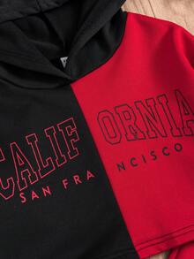 SHEIN 女大童雙色字母圖案連帽衫和運動褲 - 彩色 - 查看 6